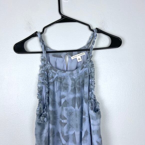 Banana Republic Silk Tank Blouse Flowy Halter Abstract Light Blue Size Medium - Picture 2 of 11